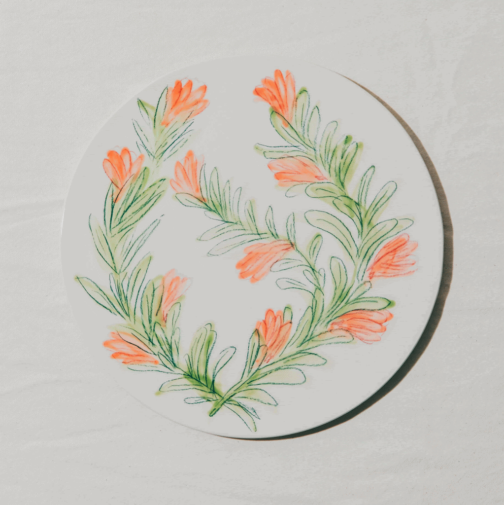 Assiette plate fleurs du jardin