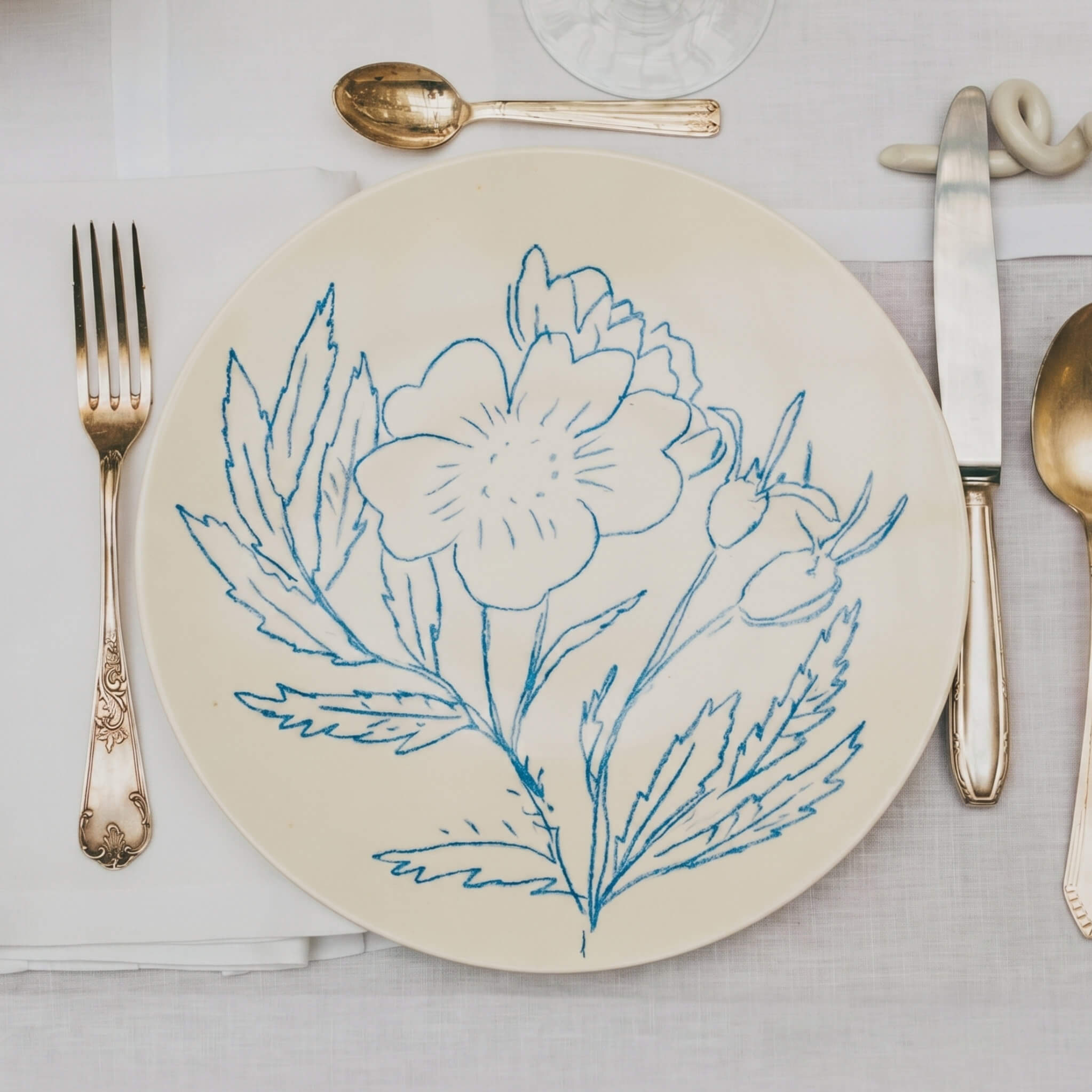 Assiette en porcelaine décorée au crayon à oxydes puis émaillée par l'atelier grand soleil, à Paris.