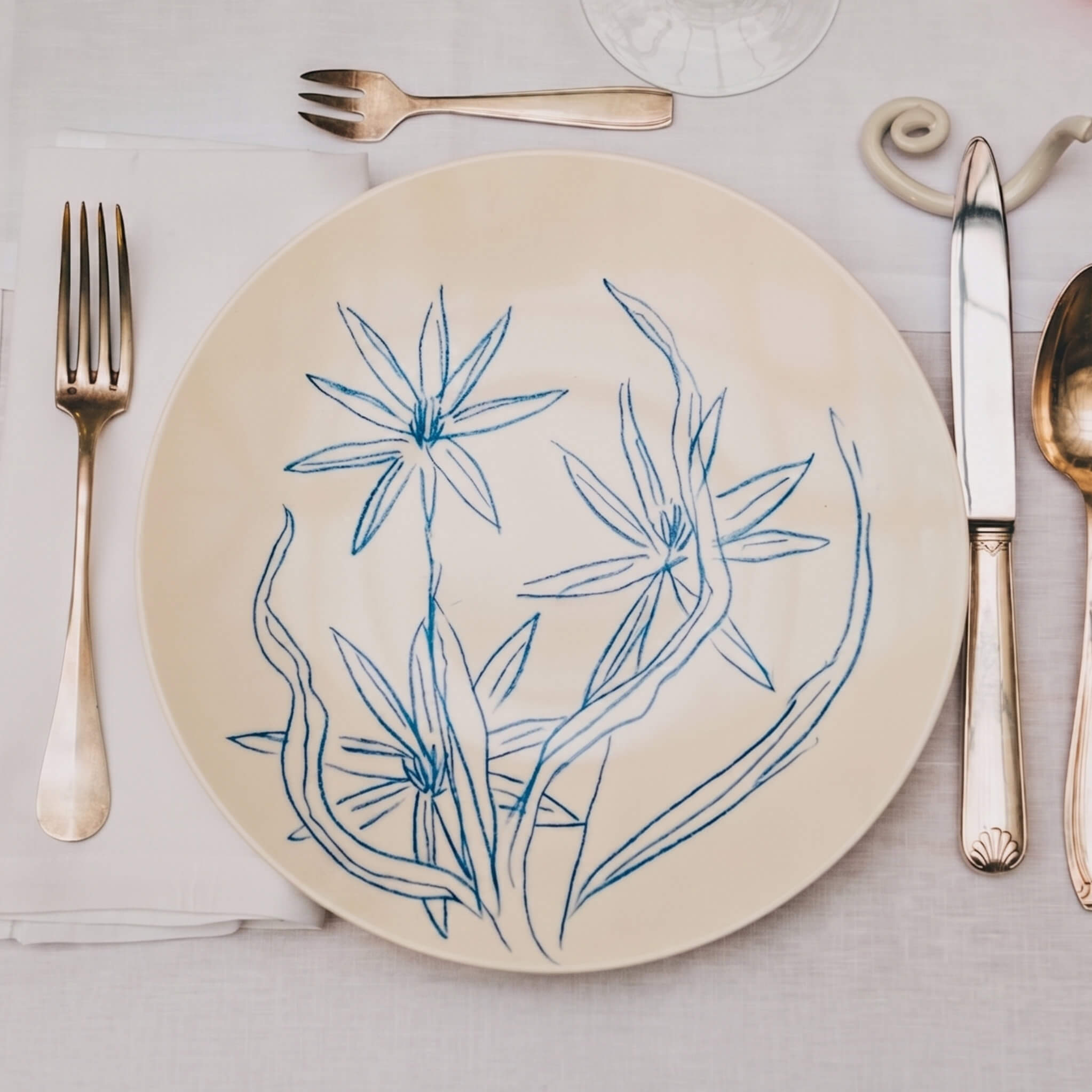 Assiette en porcelaine décorée au crayon à oxydes puis émaillée par l'atelier grand soleil, à Paris.