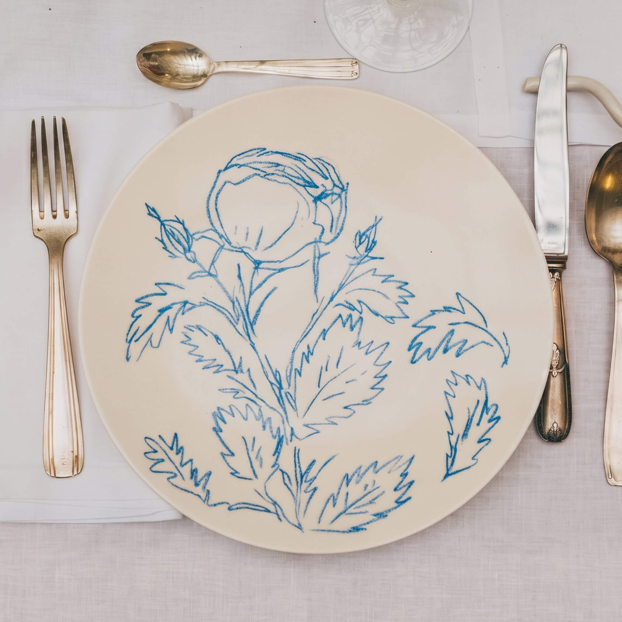 Assiette en porcelaine décorée au crayon à oxydes puis émaillée par l'atelier grand soleil, à Paris.