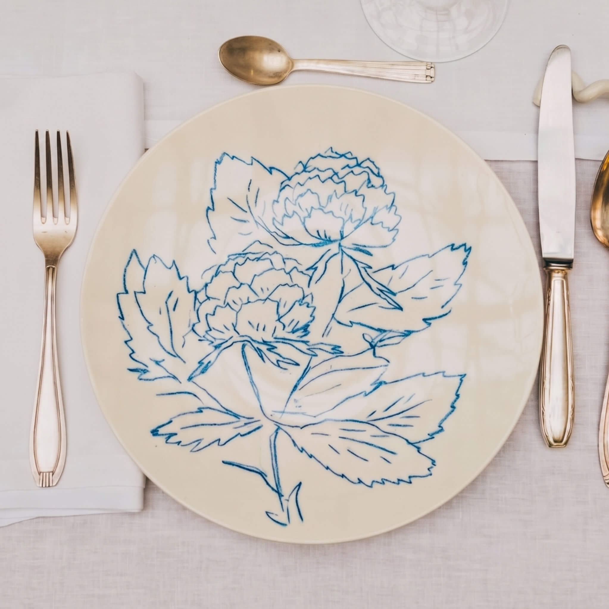 Assiette en porcelaine décorée au crayon à oxydes puis émaillée par l'atelier grand soleil, à Paris.