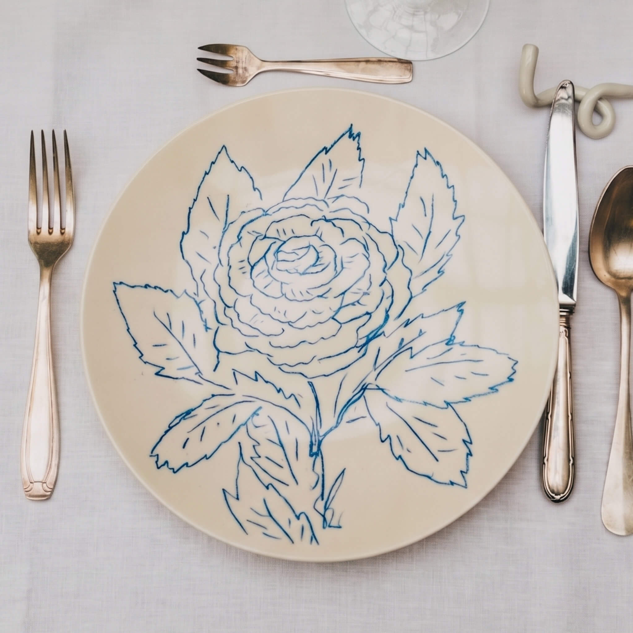 Assiette en porcelaine décorée au crayon à oxydes puis émaillée par l'atelier grand soleil, à Paris.