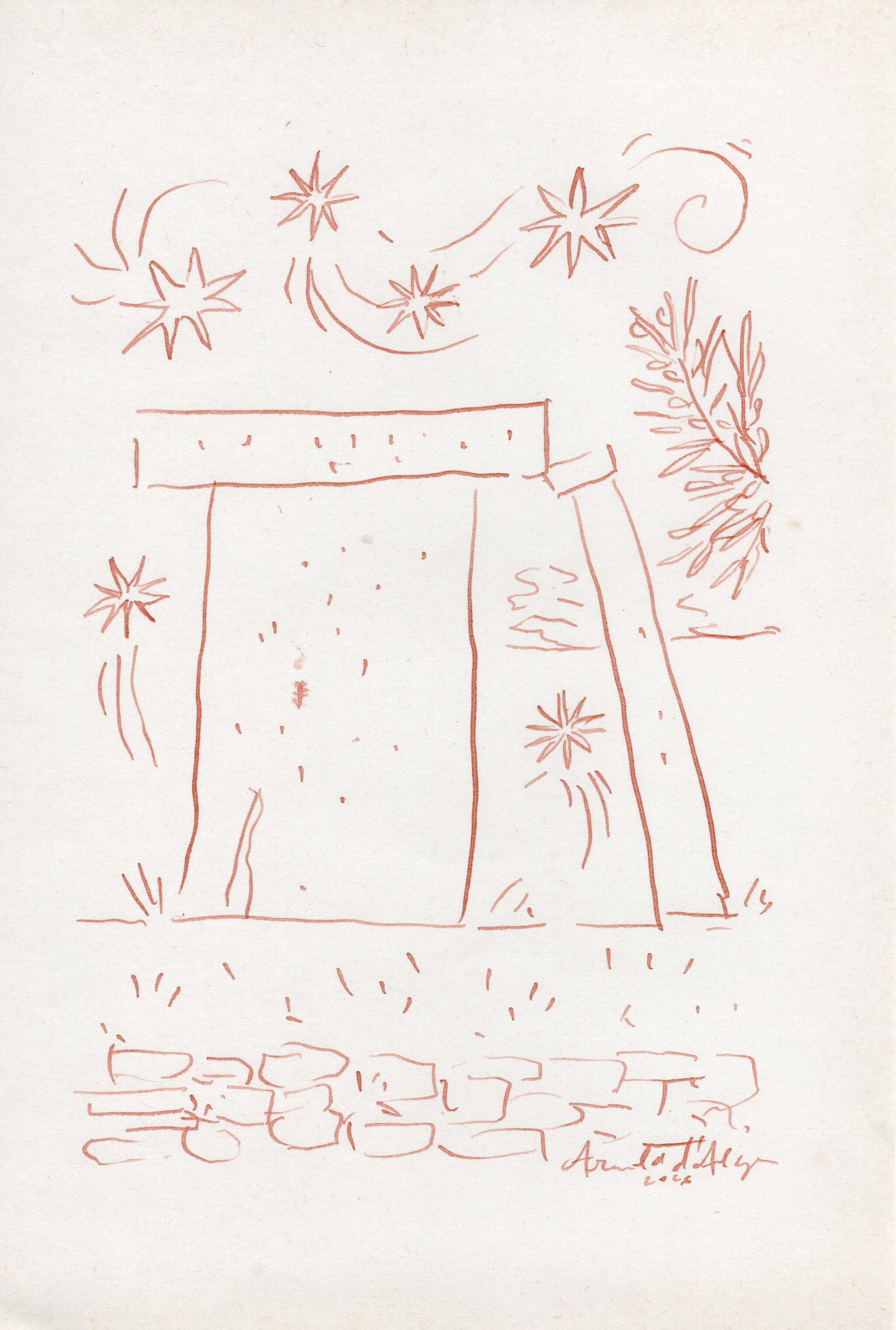 Dessin original Arnold d'Alger, issu de l’exposition Caballo de Fuego, Minorque 2026 - Encre sur papier, 2026 - Dimension : 15x21 cm