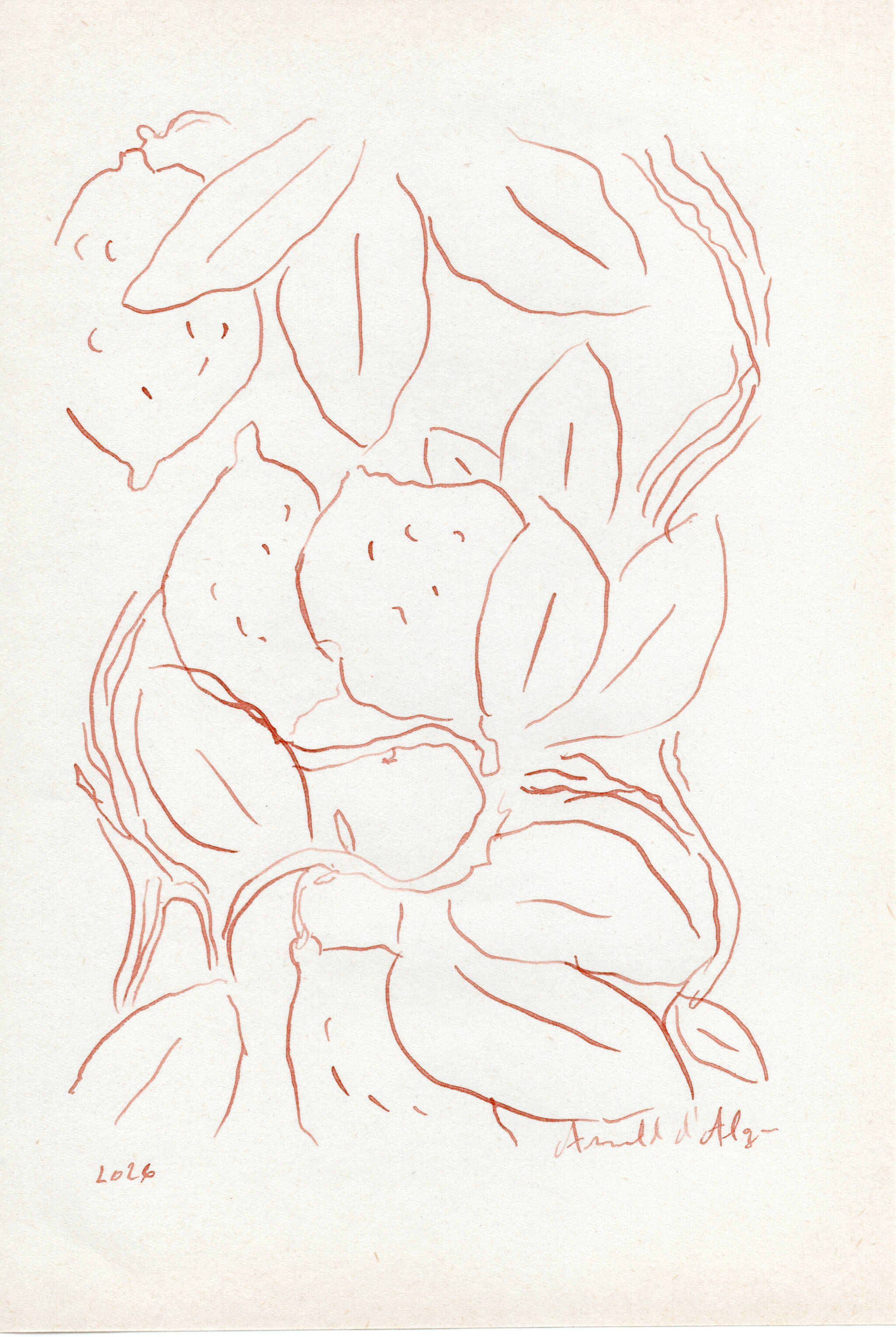Dessin original Arnold d'Alger, issu de l’exposition Caballo de Fuego, Minorque 2026 - Encre sur papier, 2026 - Dimension : 15x21 cm