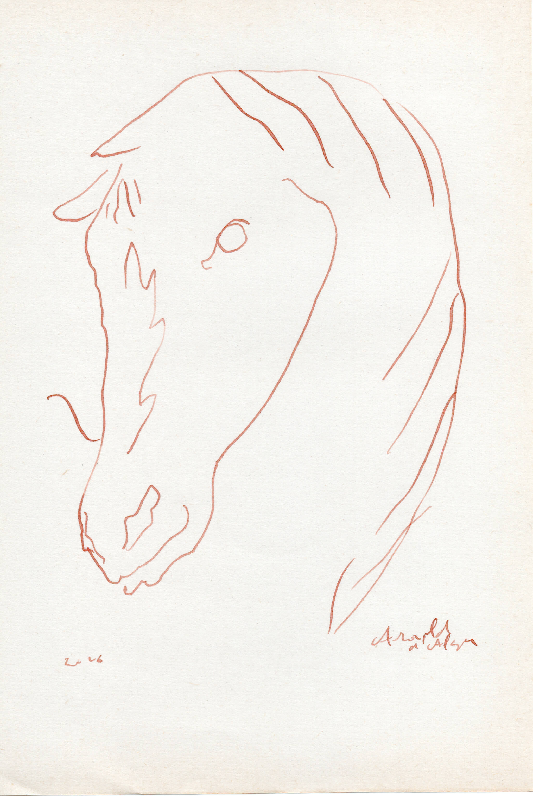 Dessin original Arnold d'Alger, issu de l’exposition Caballo de Fuego, Minorque 2026 - Encre sur papier, 2026 - Dimension : 15x21 cm