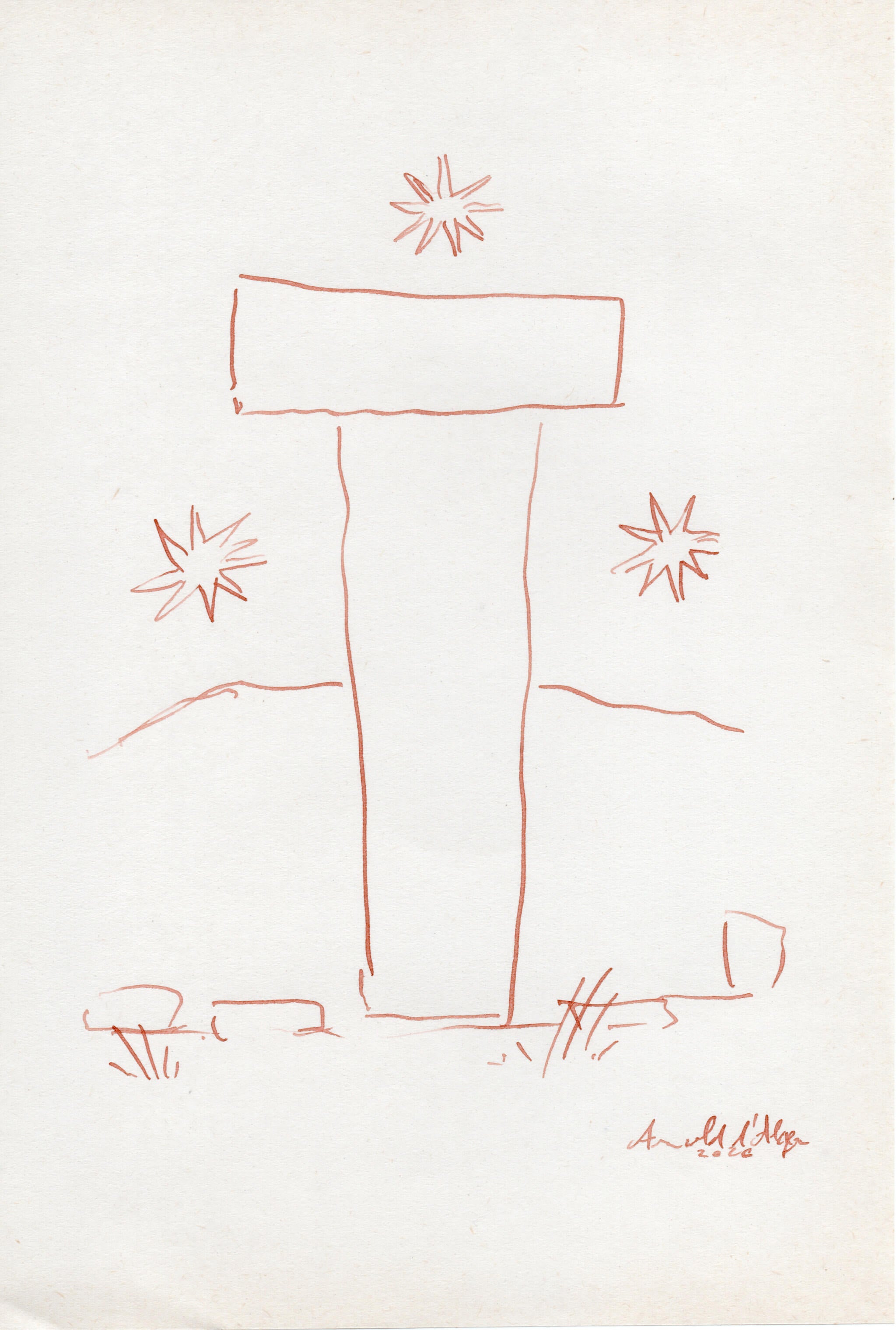 Dessin original Arnold d'Alger, issu de l’exposition Caballo de Fuego, Minorque 2026 - Encre sur papier, 2026 - Dimension : 15x21 cm