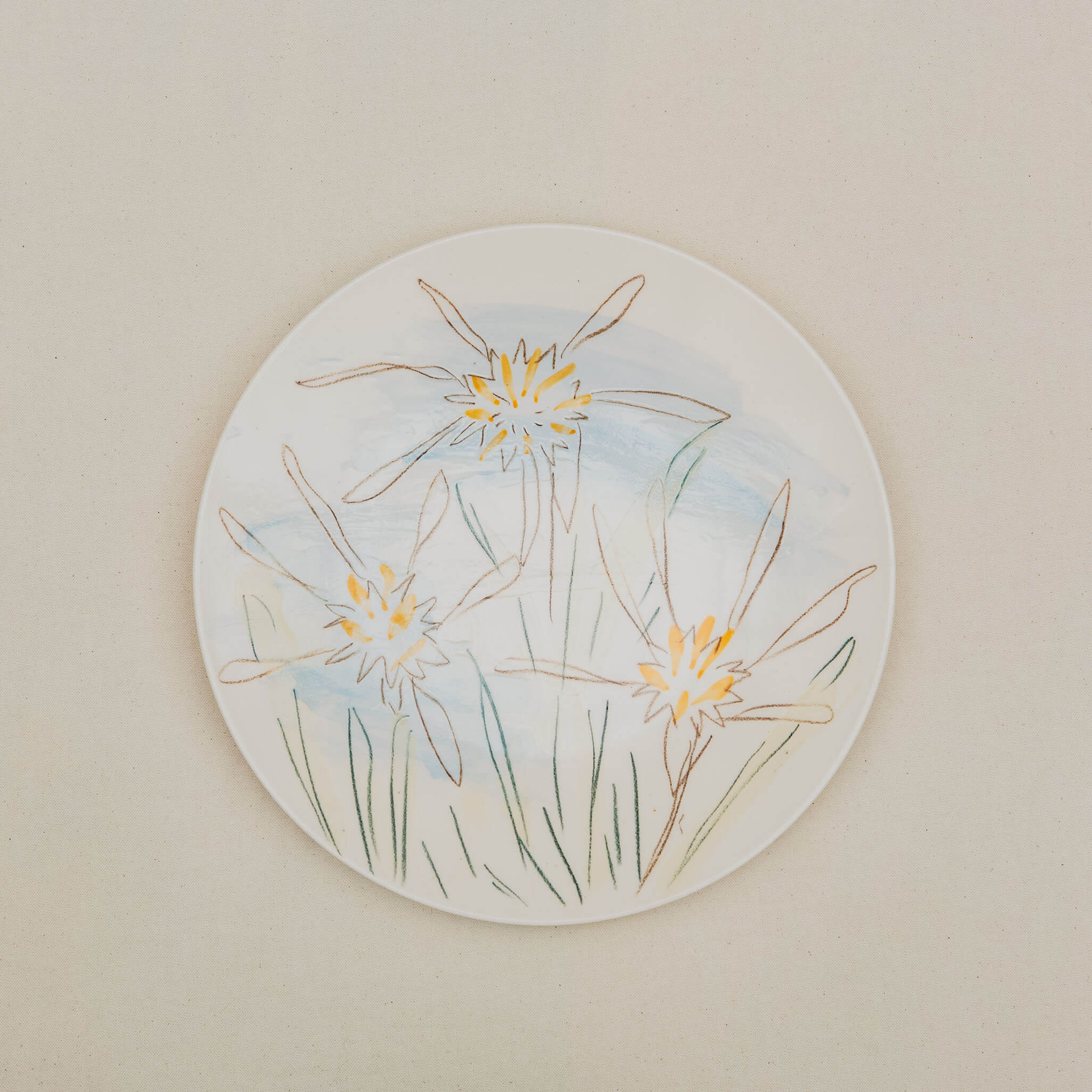 Plat porcelaine lys de mer n°7